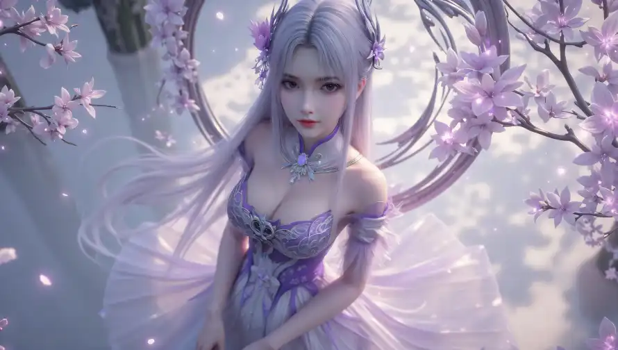 4k樱花壁纸 - 银发 - 二次元 - 小医仙「哲风壁纸」