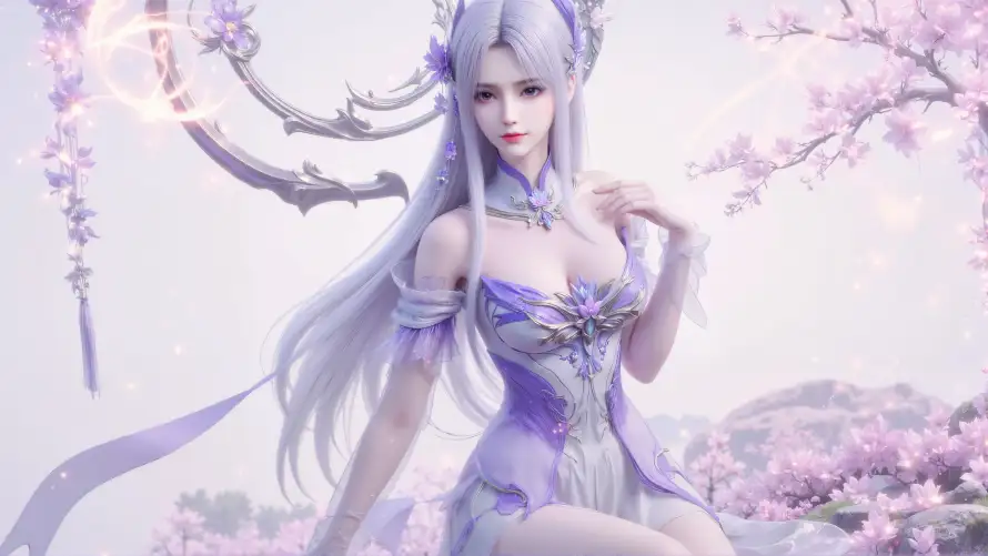 4k古风壁纸 - 樱花 - 白发 - 紫裙「哲风壁纸」 4k古风壁纸 - 樱花 - 白发 - 紫裙「哲风壁纸」