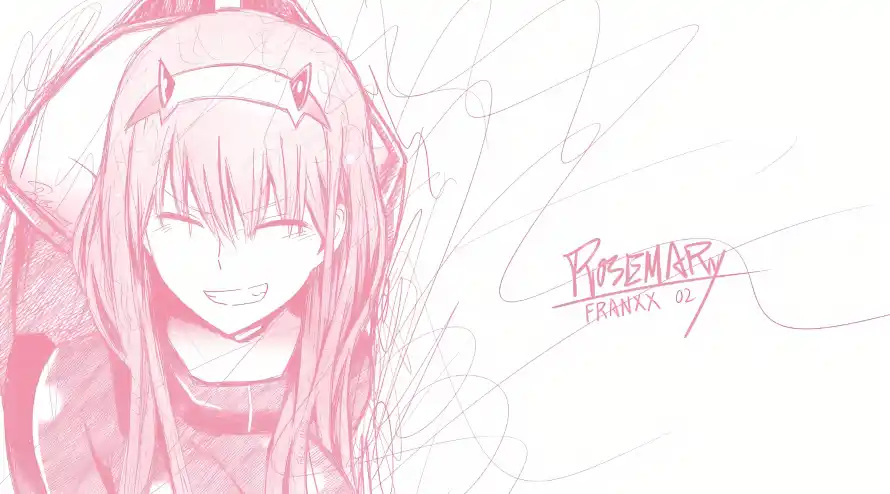 2k02壁纸-粉色头发和动漫-红色线稿壁纸推荐「哲风壁纸」