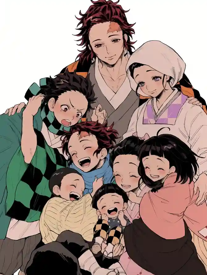 4k祢豆子壁纸 - 动漫角色 - 温馨合影 - 灶门家族「哲风壁纸」