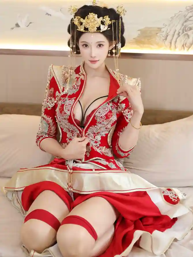 4k室内壁纸 - 古风服饰 - 红衣美女 - 美女壁纸「哲风壁纸」