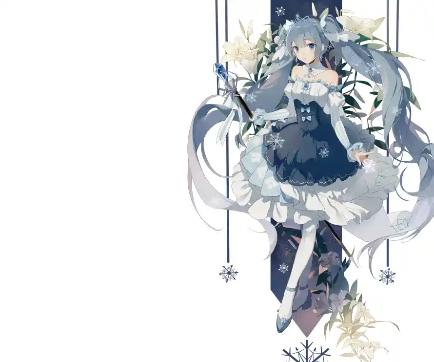 4k花朵壁纸 - 雪花 - 二次元 - 双马尾「哲风壁纸」