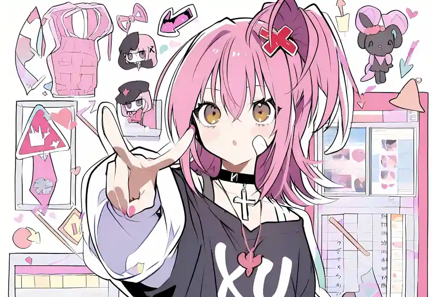 4ky2k壁纸 - 守护甜心 - 粉色头发 - 贴纸元素「哲风壁纸」 4ky2k壁纸 - 守护甜心 - 粉色头发 - 贴纸元素「哲风壁纸」