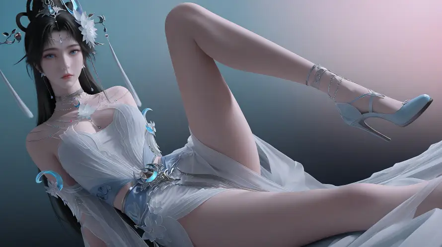 4k白衣壁纸 - 邀月 - 高跟鞋 - 古风美女「哲风壁纸」