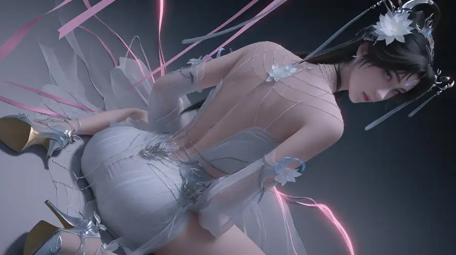 4k暗调壁纸 - 白衣 - 花饰 - 邀月「哲风壁纸」