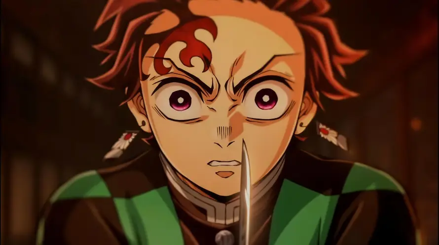 4k动漫壁纸 - 持刀 - 炭治郎 - 暗红背景「哲风壁纸」