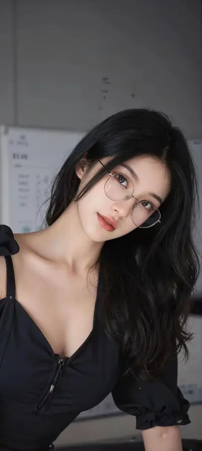 4k眼镜壁纸 - 长发 - 手机壁纸 - 手机美女「哲风壁纸」