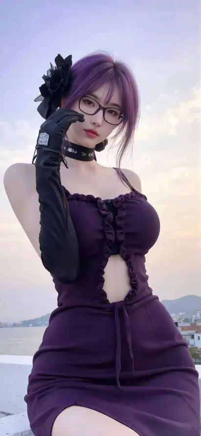 4k户外壁纸 - 手机壁纸 - 手机美女 - 紫发美女「哲风壁纸」