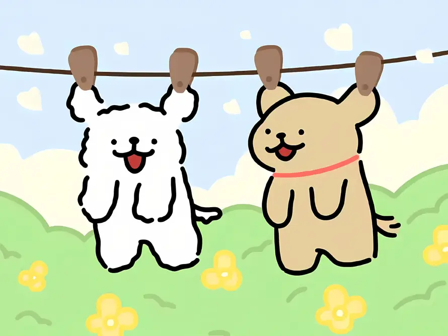 4k卡通壁纸 - 可爱 - 小狗 - 花朵「哲风壁纸」