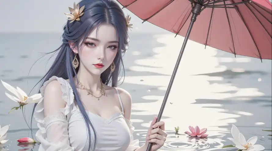 4k天穹壁纸 - 水面 - 荷花 - 红色伞「哲风壁纸」 4k天穹壁纸 - 水面 - 荷花 - 红色伞「哲风壁纸」