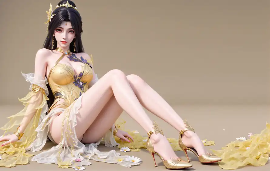 4k王曦壁纸 - 花瓣 - 高跟鞋 - 古风美女「哲风壁纸」