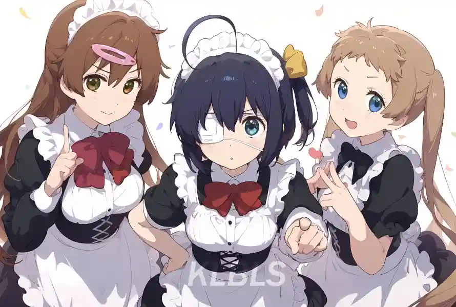 4k眼罩壁纸 - 三人组 - 女仆装 - 蝴蝶结「哲风壁纸」