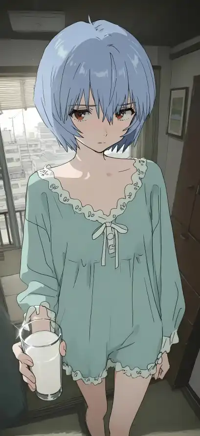 4k室内壁纸 - 睡衣 - 红瞳 - 蓝发「哲风壁纸」