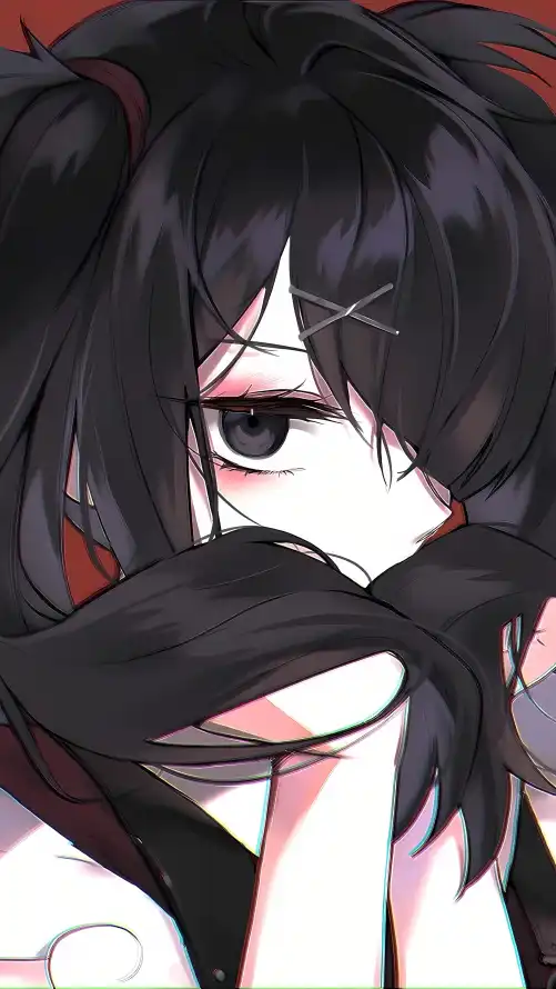 4k暗黑壁纸 - 病娇 - 黑发 - 二次元「哲风壁纸」