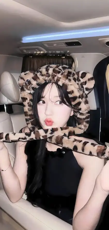 4k时尚壁纸 - 自拍 - 车内 - 豹纹帽「哲风壁纸」