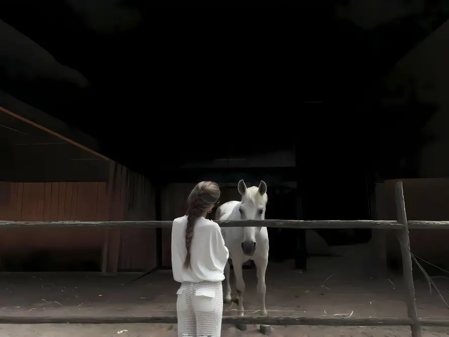 4k围栏壁纸-马厩和美女-免费下载「哲风壁纸」