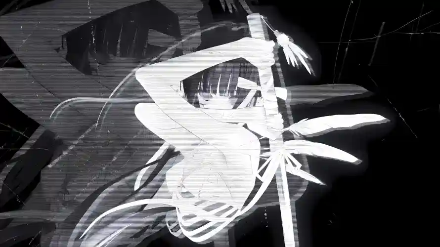 4k持剑壁纸 - 黑白 - 二次元 - 武士剑「哲风壁纸」