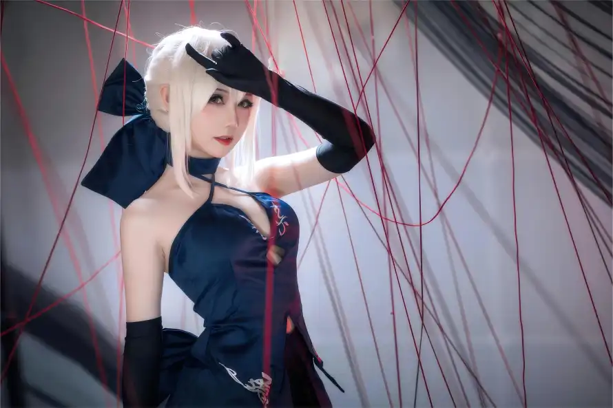 4k红绳壁纸 - 美女 - 蓝衣 - cos「哲风壁纸」