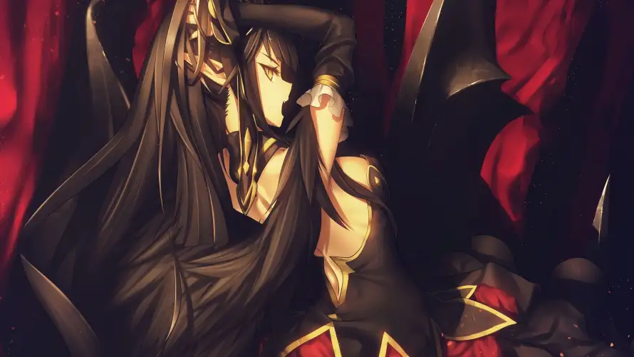 4k暗黑壁纸 - 红色 - 长发 - 黑色「哲风壁纸」