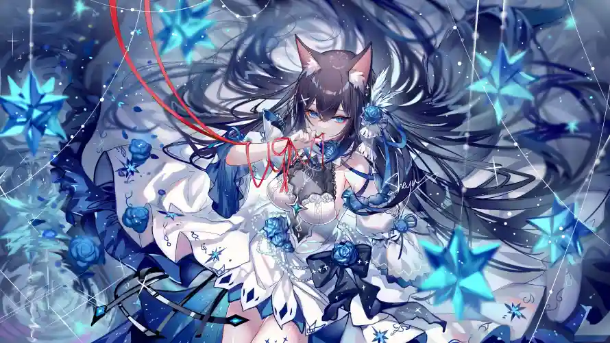 4k狐耳壁纸 - 蓝色 - 二次元 - 黑长直「哲风壁纸」 4k狐耳壁纸 - 蓝色 - 二次元 - 黑长直「哲风壁纸」