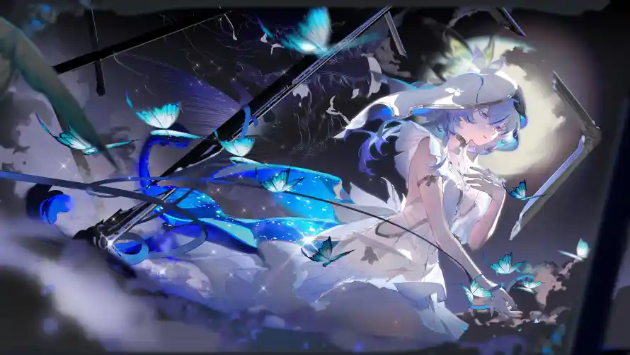 4k月光壁纸 - 蓝蝶 - 鸣潮 - 蓝蝴蝶「哲风壁纸」