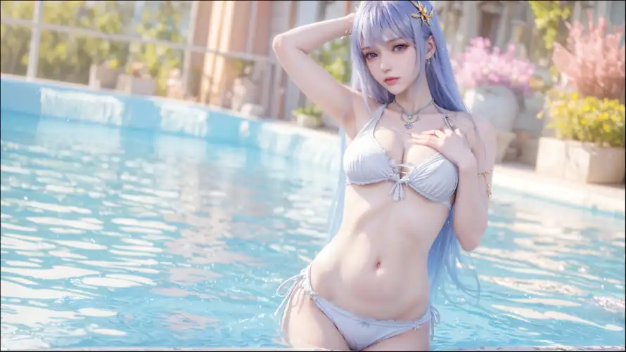 4k夏日壁纸 - 泳池 - 泳装 - 清凉「哲风壁纸」