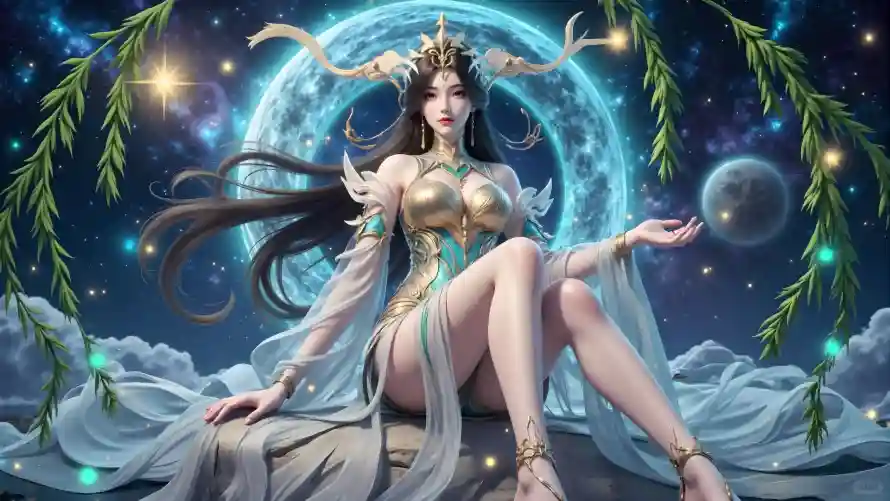 4k古风壁纸 - 星空 - 柳枝 - 柳神「哲风壁纸」