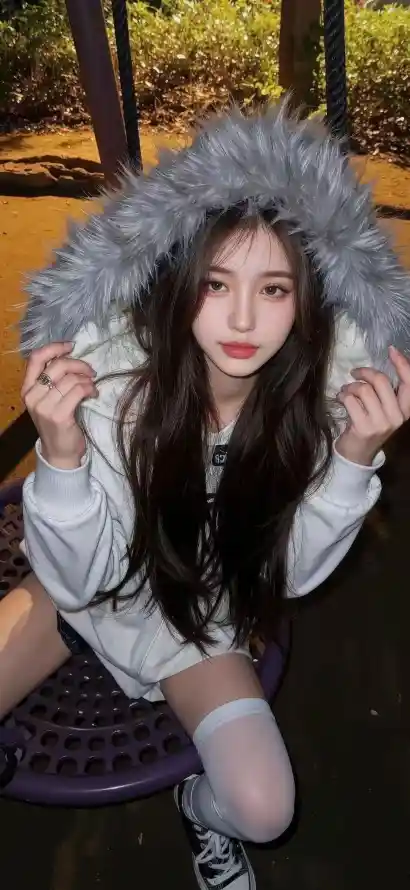 4k休闲壁纸 - 户外 - 毛领 - 美女「哲风壁纸」