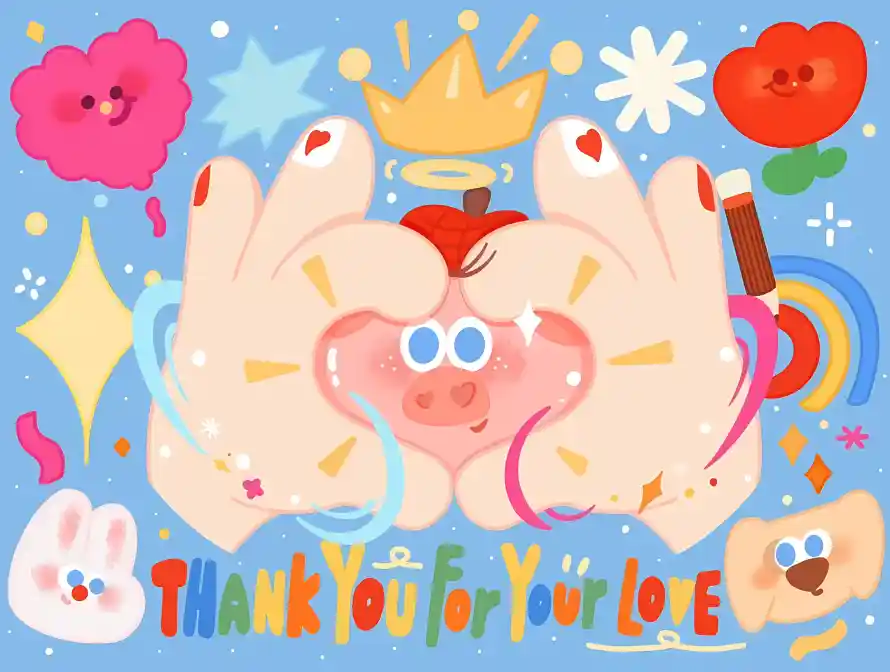 4k兔子壁纸 - 卡通 - 可爱 - 彩虹「哲风壁纸」