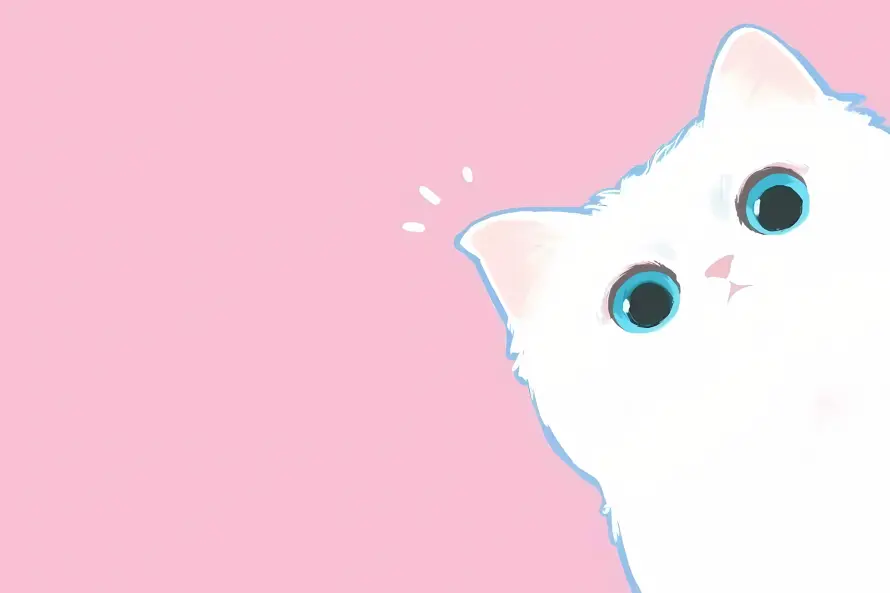 4k卡通壁纸 - 可爱 - 猫咪 - 白色「哲风壁纸」