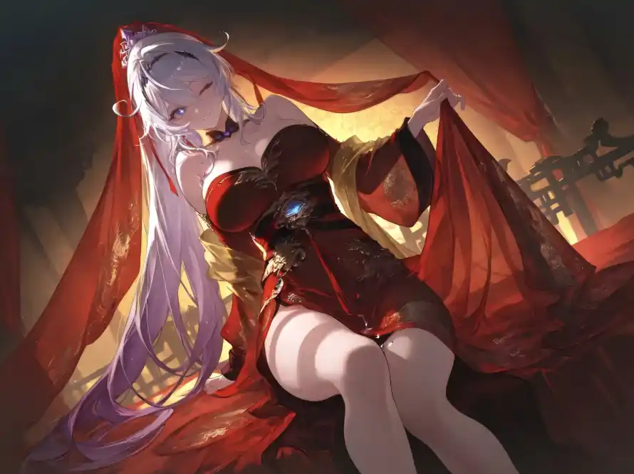 4k崩坏壁纸 - 红绸 - 红衣 - 镜流「哲风壁纸」