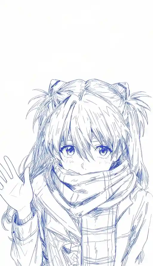 4k手绘壁纸 - 线稿 - 明日香 - 光栅壁纸「哲风壁纸」