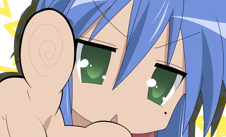 4k指纹壁纸 - 绿瞳 - 蓝发 - 幸运星「哲风壁纸」