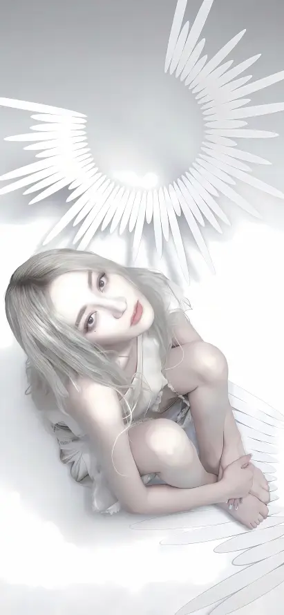 4k白发壁纸 - 简约 - 银发 - 白色背景「哲风壁纸」