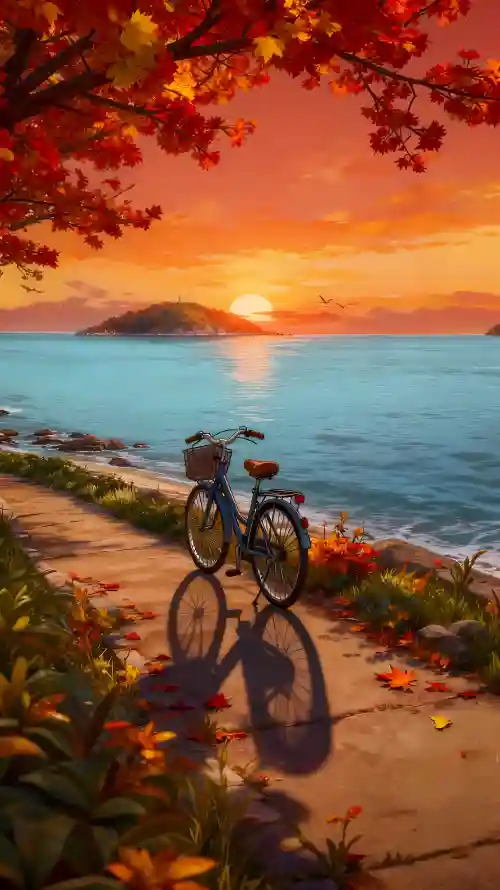 4k湖边壁纸 - 秋天 - 自行车 - wallpaper「哲风壁纸」