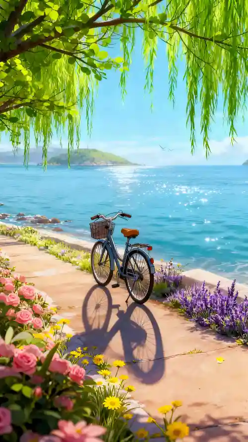 4k湖边壁纸 - 夏天 - 自行车 - wallpaper「哲风壁纸」