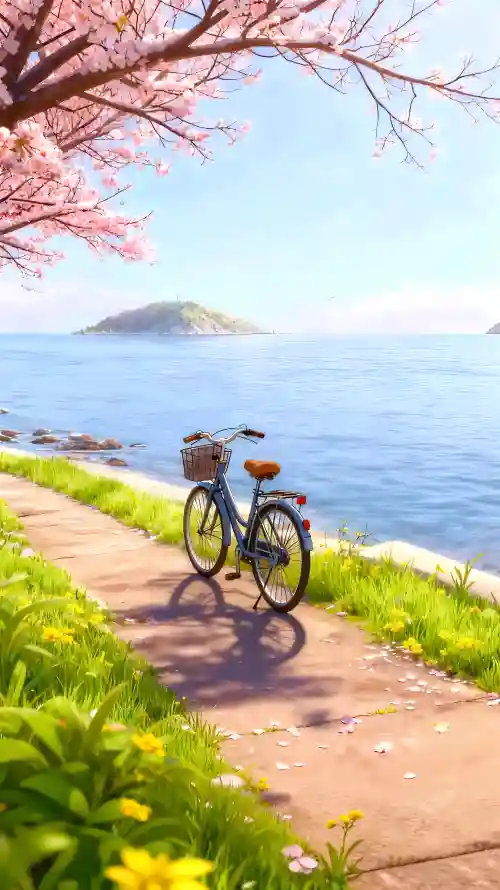 4k春天壁纸 - 湖边 - 自行车 - wallpaper「哲风壁纸」