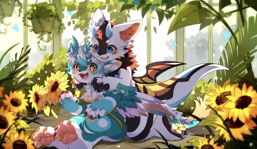 4k兽设壁纸 - 可爱 - 福瑞 - 绿植「哲风壁纸」