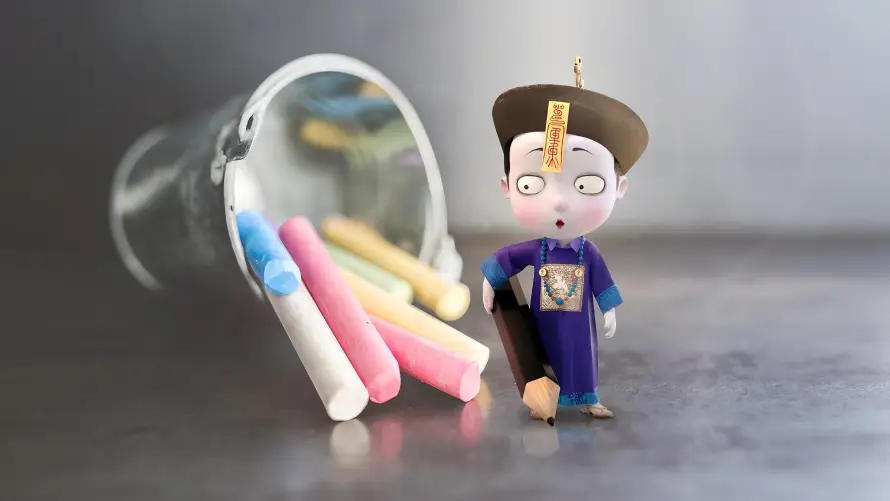 4k玩偶壁纸 - 僵小鱼 - 玻璃杯 - 彩色粉笔「哲风壁纸」