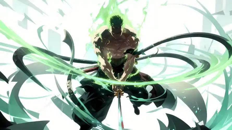 4k剑光壁纸 - 索隆 - 三把刀 - 海贼王「哲风壁纸」