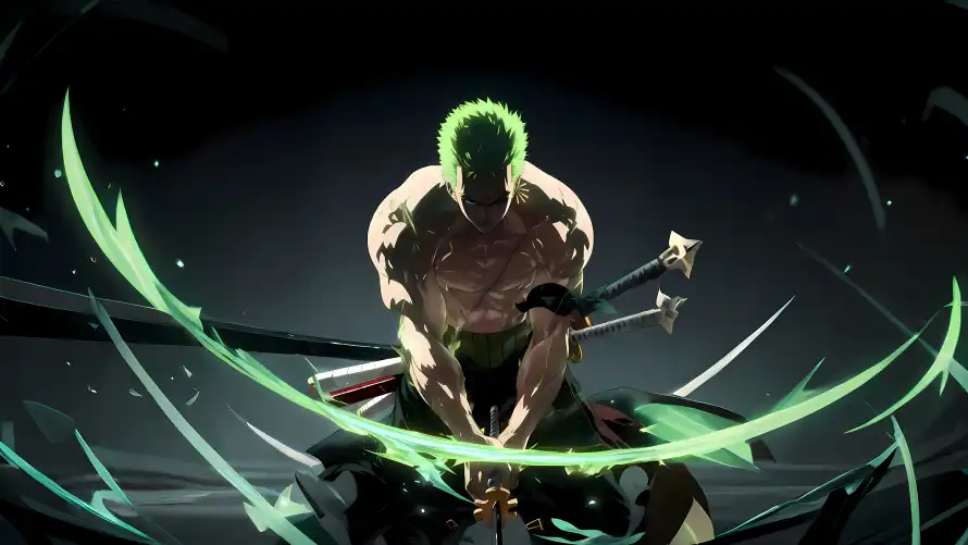 4k剑光壁纸 - 战斗 - 索隆 - 三刀流「哲风壁纸」