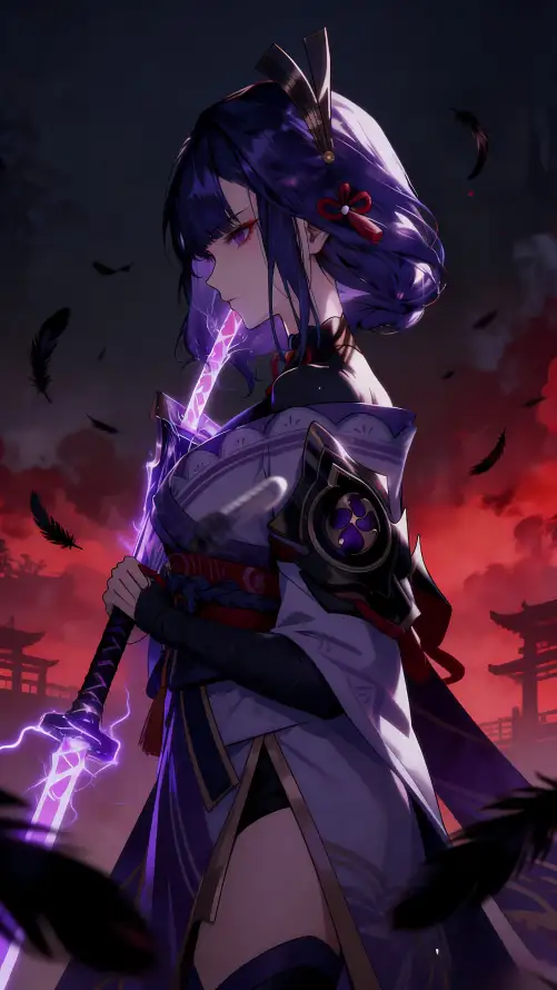 4k乌鸦壁纸 - 剑光 - 原神 - 紫色「哲风壁纸」