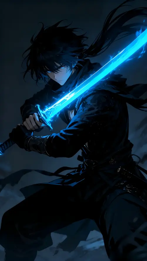 4k侠客壁纸 - 剑光 - 二次元 - 战斗姿态「哲风壁纸」