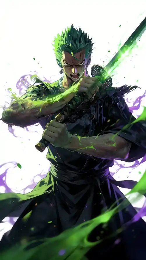 4k剑光壁纸 - 索隆 - 海贼王 - 紫色特效「哲风壁纸」