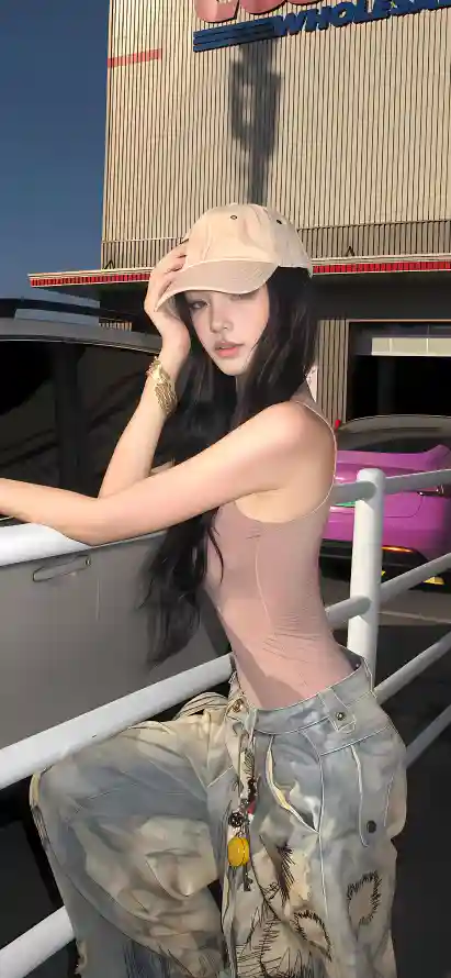 4k时尚壁纸 - 美女 - 街头 - 长发「哲风壁纸」