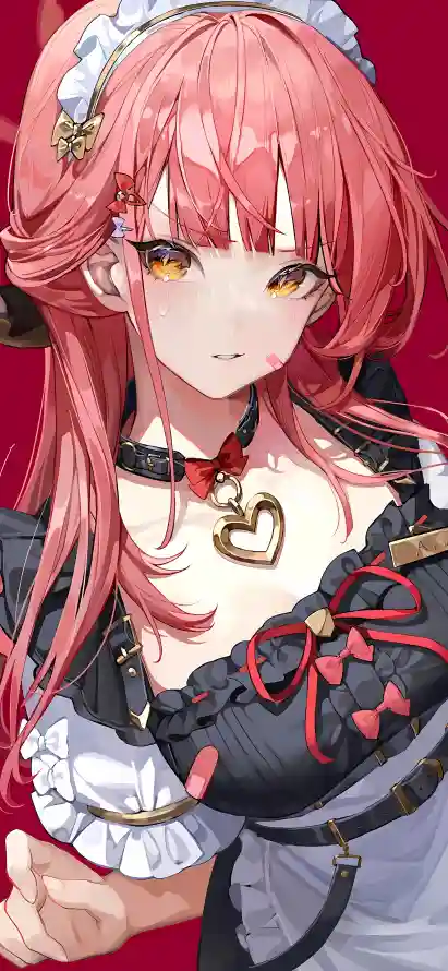 4k二次元壁纸 - 女仆装 - 蝴蝶结 - 爱心项圈「哲风壁纸」