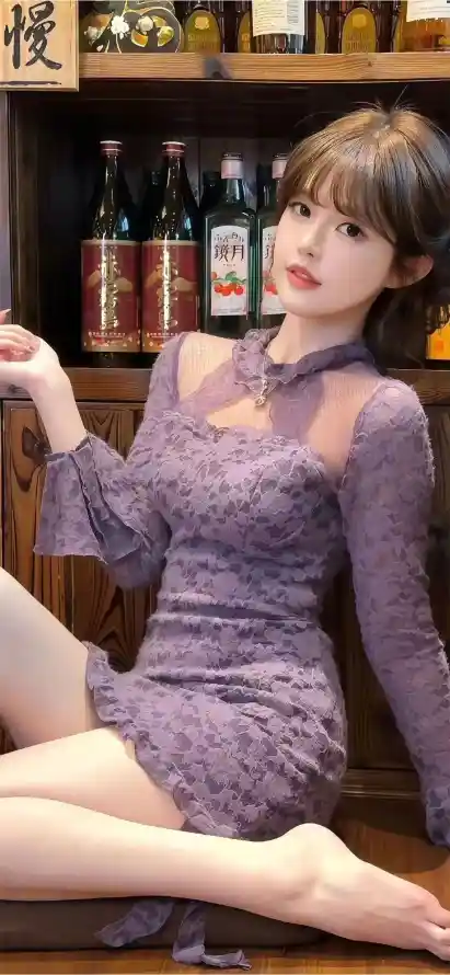 4k坐姿壁纸 - 美女 - 赤脚 - 酒吧「哲风壁纸」