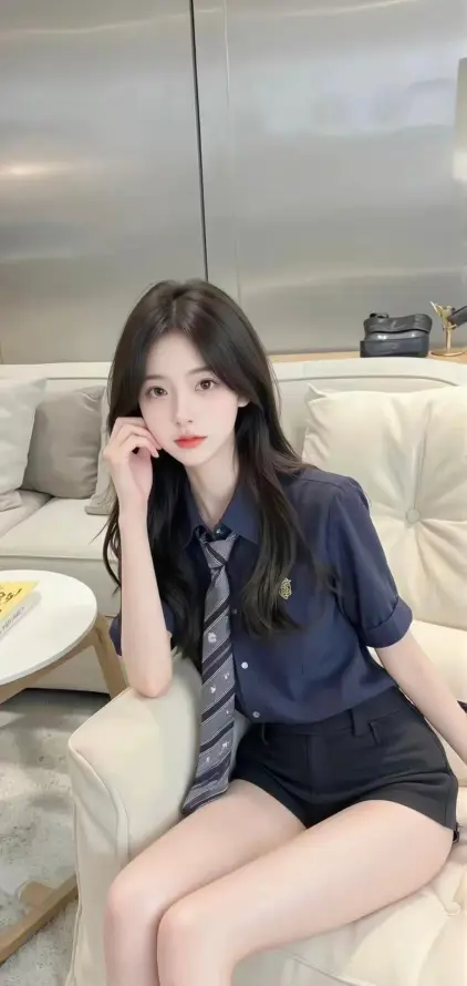 4k室内壁纸 - 沙发 - 美女 - 领带「哲风壁纸」