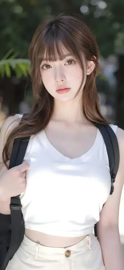 4k户外壁纸 - 白衣 - 短裤 - 美女「哲风壁纸」