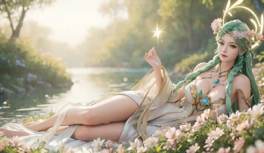 4k慕夏壁纸 - 河流 - 精灵 - 绿发「哲风壁纸」 4k慕夏壁纸 - 河流 - 精灵 - 绿发「哲风壁纸」